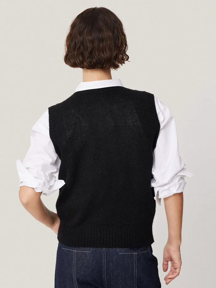 Women Cashmere Crew Neck Tank Black Jigsaw Knitwear and Cashmere
