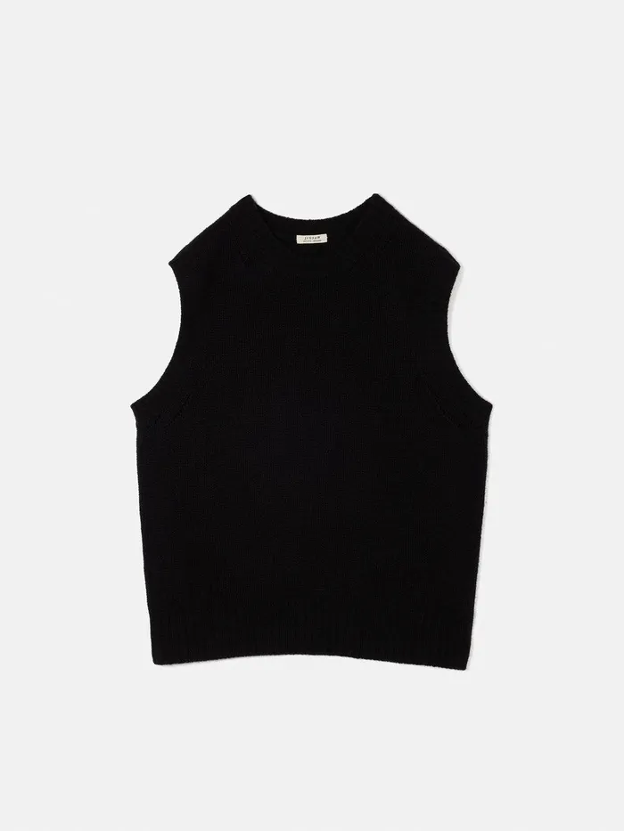 Women Cashmere Crew Neck Tank Black Jigsaw Knitwear and Cashmere