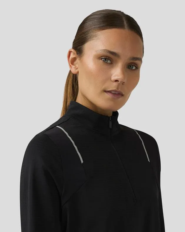 Women Castore 14 Zips WoApex Long Sleeve Aeromesh Training 14 Zip Top 8211 Black
