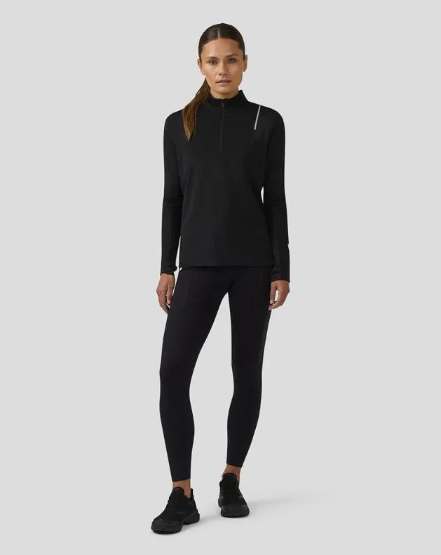 Women Castore 14 Zips WoApex Long Sleeve Aeromesh Training 14 Zip Top 8211 Black