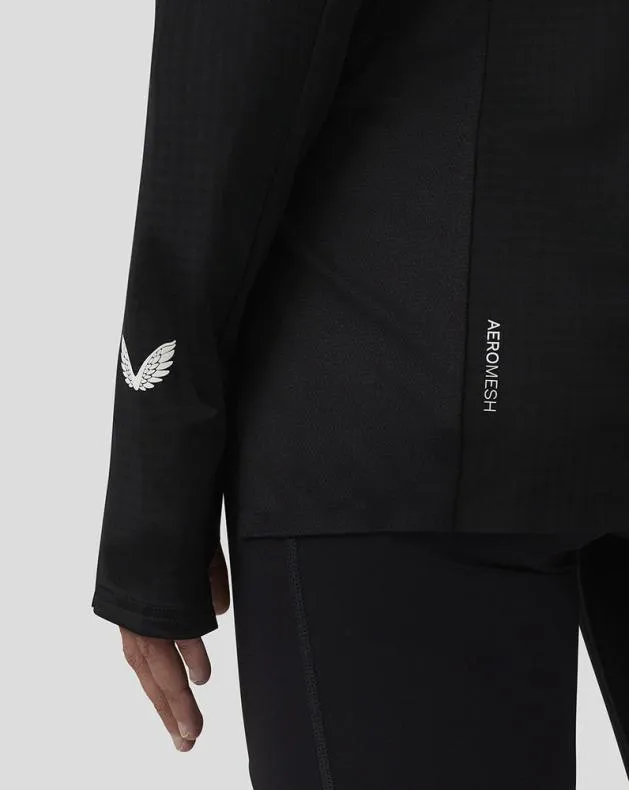 Women Castore 14 Zips WoApex Long Sleeve Aeromesh Training 14 Zip Top 8211 Black