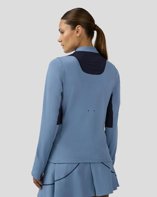 Women Castore Tops WoTennis Aeromesh Performance Half Zip 8211 Light Blue