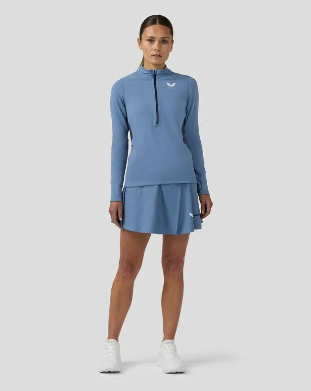 Women Castore Tops WoTennis Aeromesh Performance Half Zip 8211 Light Blue