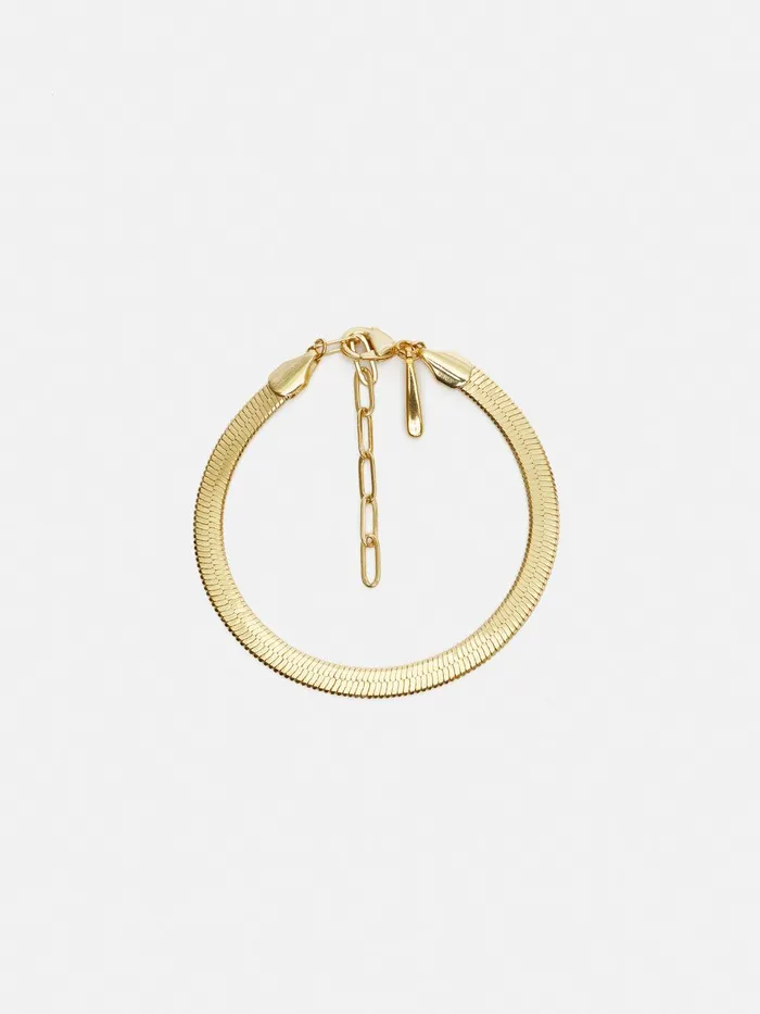Women Chunky Snake Chain Bracelet Gold Jigsaw Party