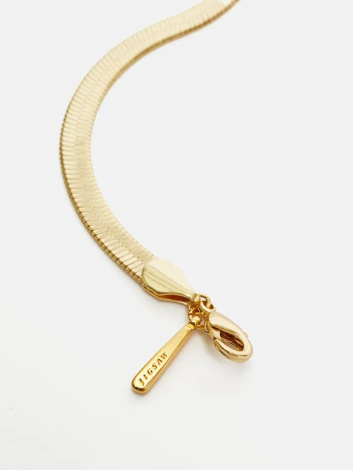 Women Chunky Snake Chain Bracelet Gold Jigsaw Party
