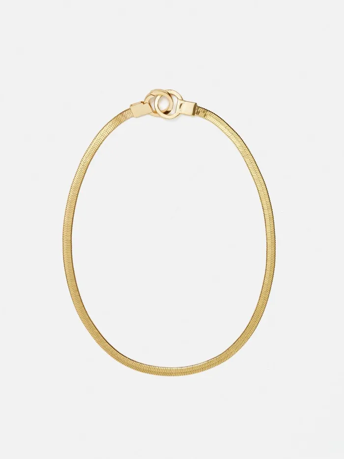 Women Chunky Snake Chain Necklace Gold Jigsaw Party