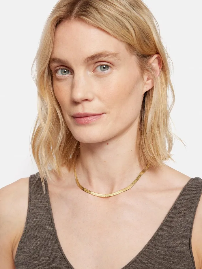 Women Chunky Snake Chain Necklace Gold Jigsaw Party