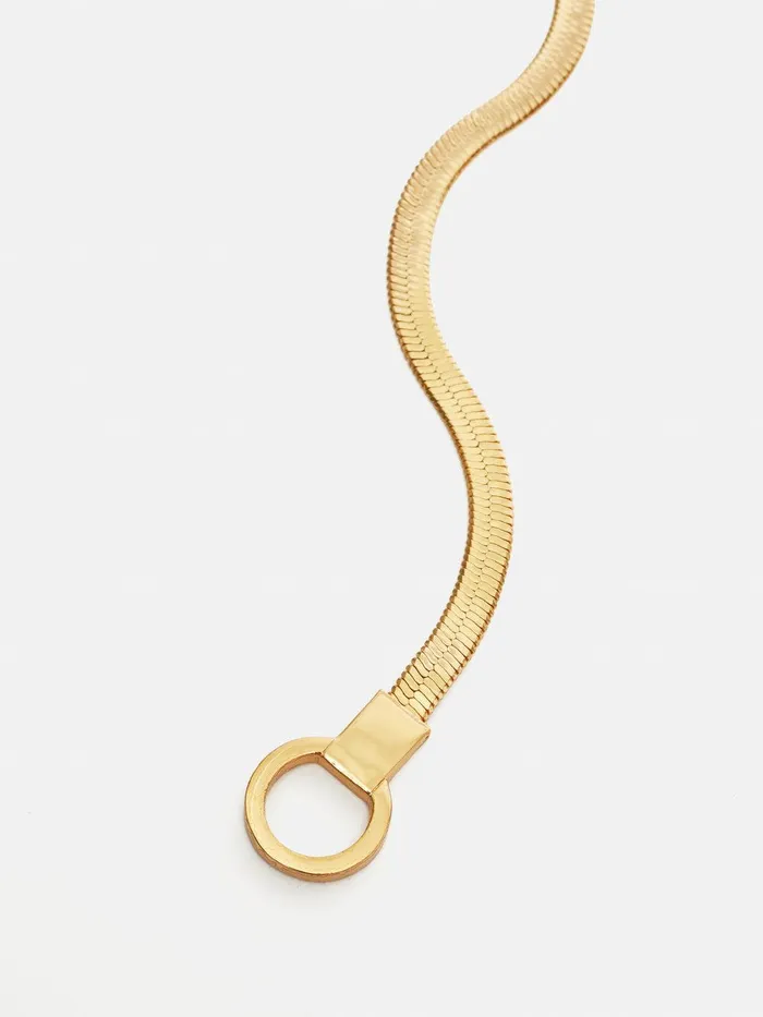 Women Chunky Snake Chain Necklace Gold Jigsaw Party
