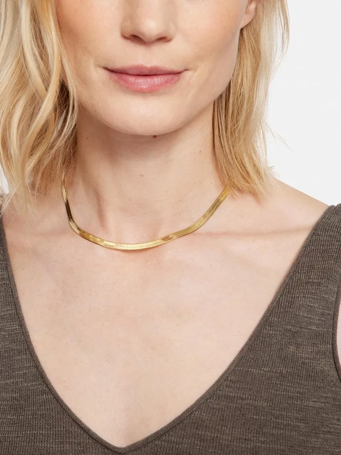 Women Chunky Snake Chain Necklace Gold Jigsaw Party
