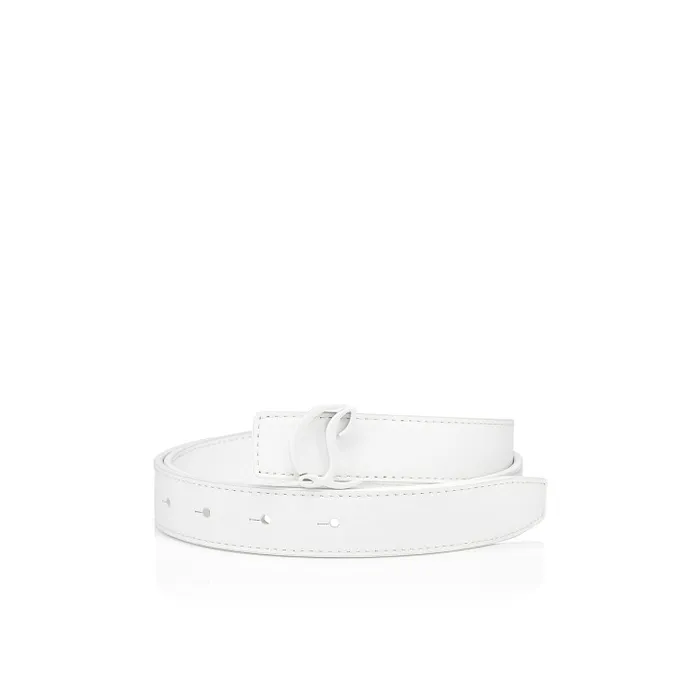 Women CL Logo Belt 8211 Calf Leather 8211 Bianco Christian Louboutin Belts
