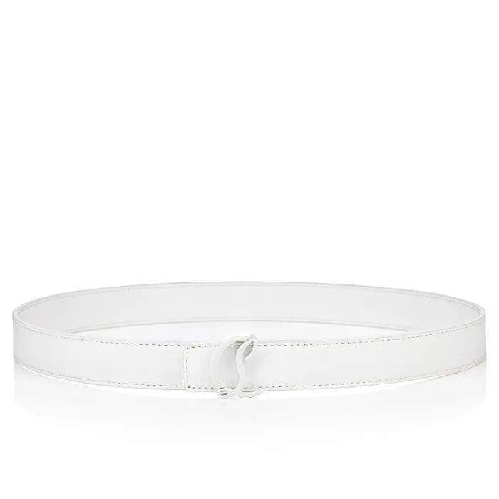 Women CL Logo Belt 8211 Calf Leather 8211 Bianco Christian Louboutin Belts