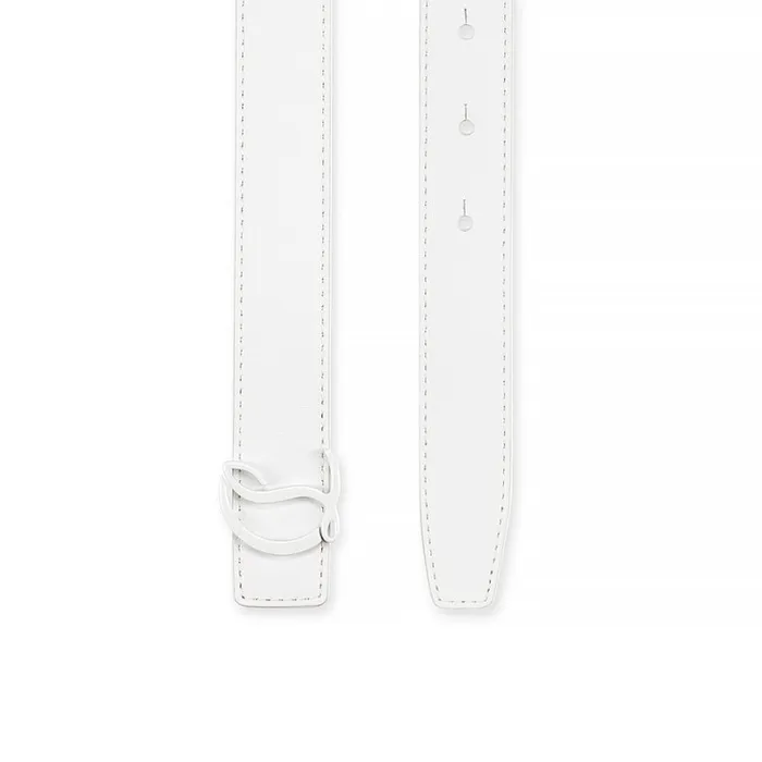 Women CL Logo Belt 8211 Calf Leather 8211 Bianco Christian Louboutin Belts
