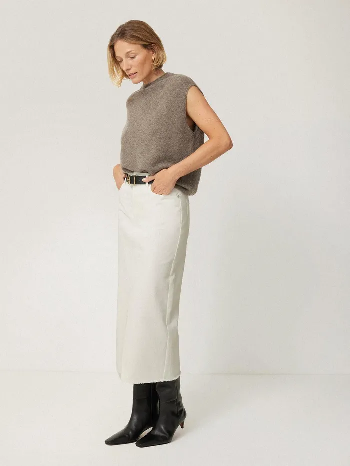 Women Cloud Cashmere Cap Sleeve Top Taupe Jigsaw Knitwear and Cashmere