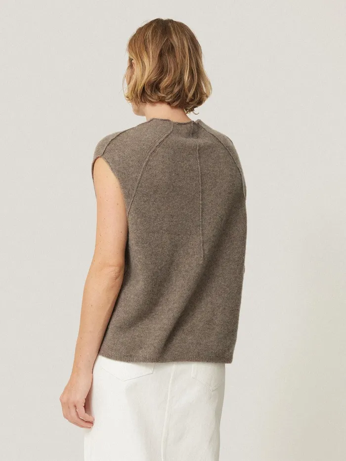 Women Cloud Cashmere Cap Sleeve Top Taupe Jigsaw Knitwear and Cashmere