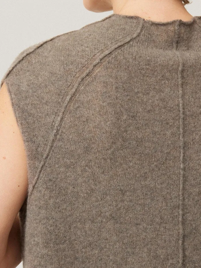 Women Cloud Cashmere Cap Sleeve Top Taupe Jigsaw Knitwear and Cashmere