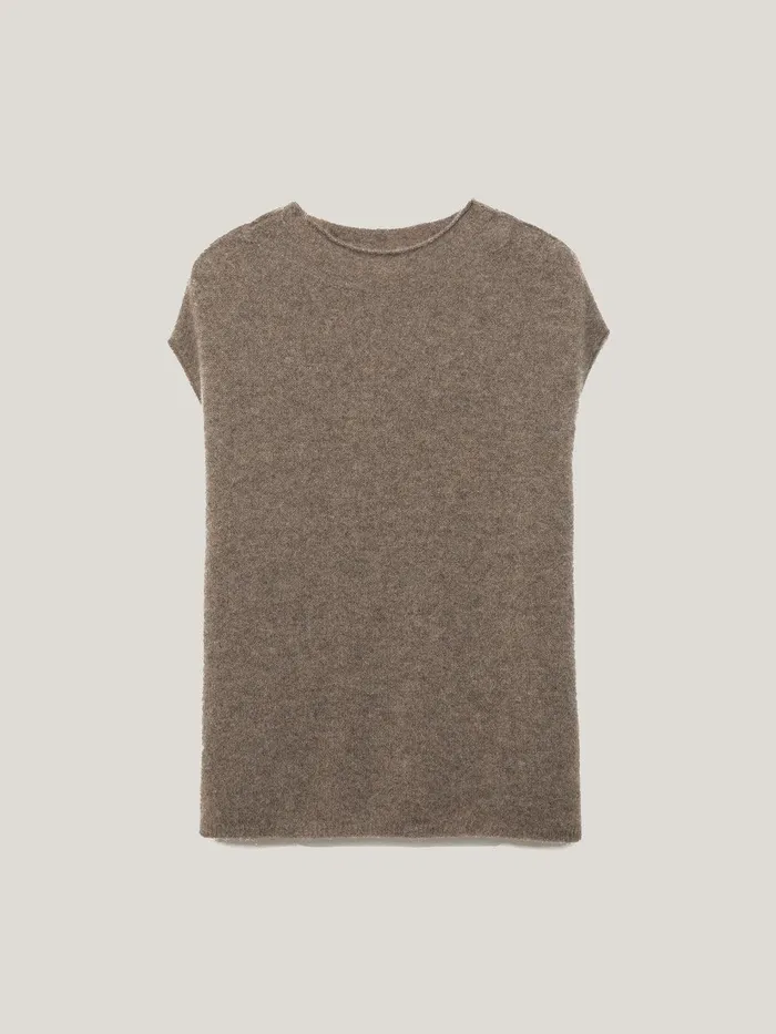 Women Cloud Cashmere Cap Sleeve Top Taupe Jigsaw Knitwear and Cashmere