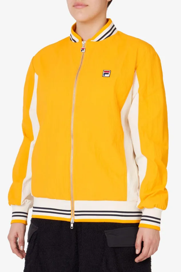 Women Coats and Jackets Fila Crinkled Settanta Jacket 720 Yellow White