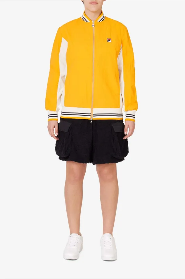Women Coats and Jackets Fila Crinkled Settanta Jacket 720 Yellow White