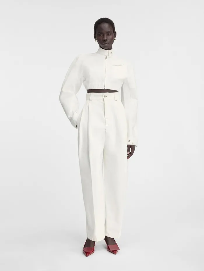 Women Coats and Jackets JACQUEMUS The Cabrio Denim DeNmes Jacket Offwhite