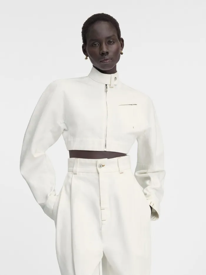 Women Coats and Jackets JACQUEMUS The Cabrio Denim DeNmes Jacket Offwhite Women Coats and Jackets JACQUEMUS The Cabrio Denim DeNmes Jacket Offwhite