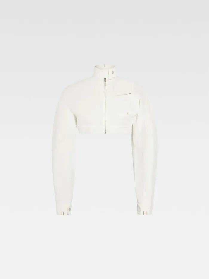 Women Coats and Jackets JACQUEMUS The Cabrio Denim DeNmes Jacket Offwhite Women Coats and Jackets JACQUEMUS The Cabrio Denim DeNmes Jacket Offwhite