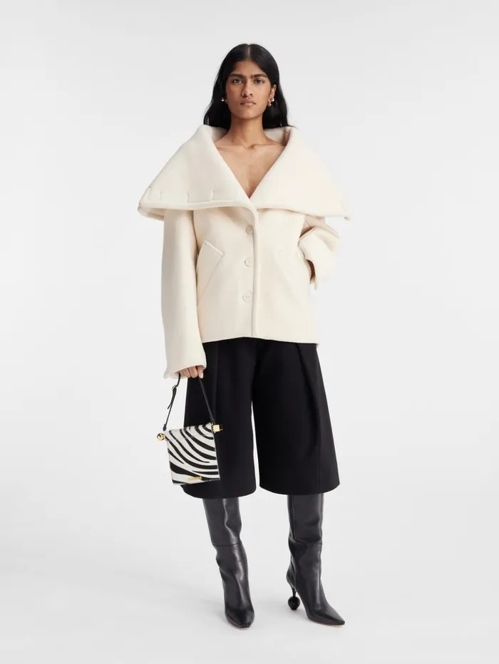 Women Coats and Jackets JACQUEMUS The Caruso Peacoat Offwhite