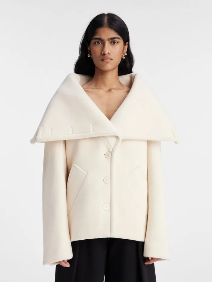 Women Coats and Jackets JACQUEMUS The Caruso Peacoat Offwhite
