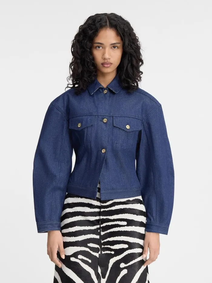 Women Coats and Jackets JACQUEMUS The Denim DeNmes Jacket Navy Navy Stripes