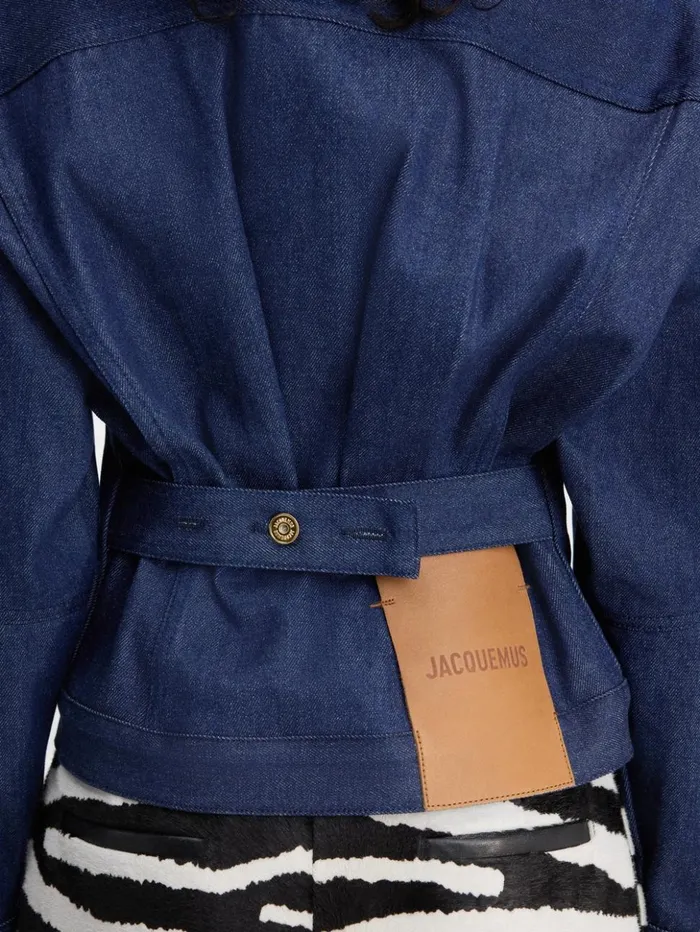 Women Coats and Jackets JACQUEMUS The Denim DeNmes Jacket Navy Navy Stripes