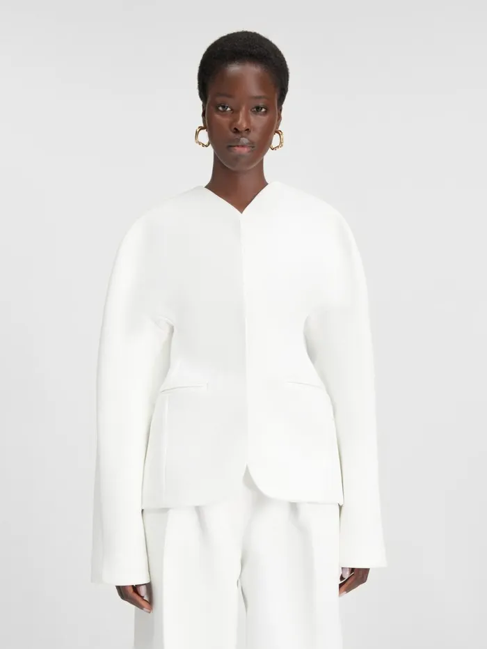 Women Coats and Jackets JACQUEMUS The Ovalo Jacket White Women Coats and Jackets JACQUEMUS The Ovalo Jacket White