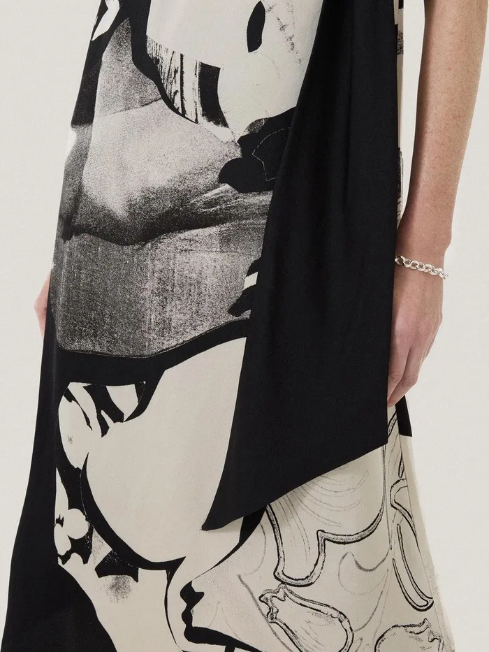 Women Collage Print Scarf Dress Monochrome Jigsaw Dresses and Jumpsuits