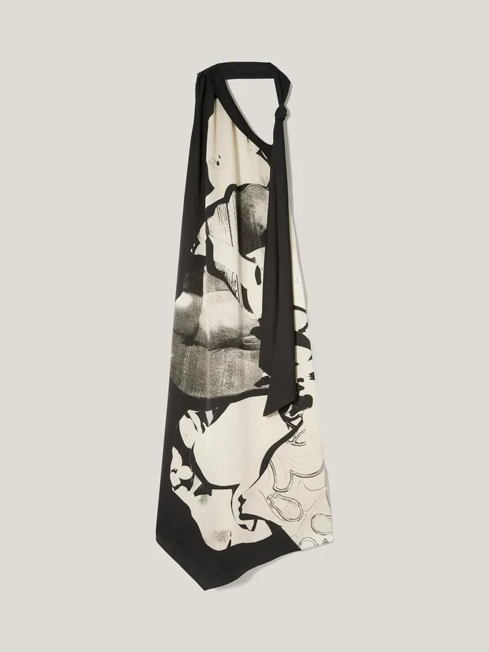 Women Collage Print Scarf Dress Monochrome Jigsaw Dresses and Jumpsuits