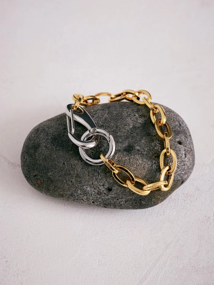 Women Collagerie Mix Metal Bracelet Gold Jigsaw Jewellery