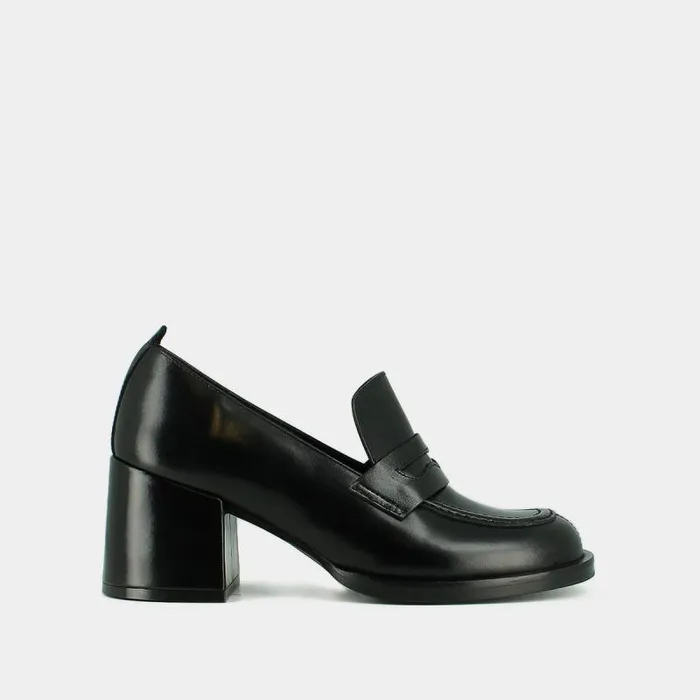 Women College Loafers With Heels Black JONAK Loafers