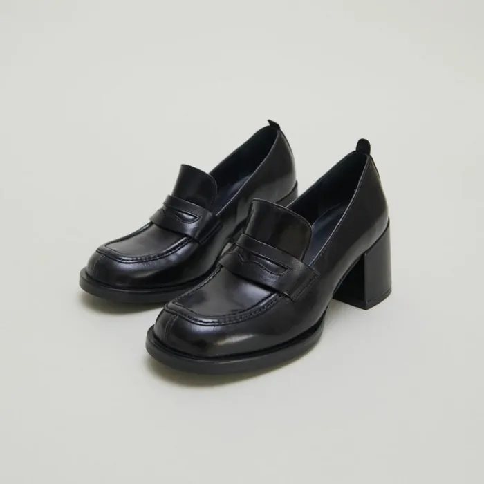 Women College Loafers With Heels Black JONAK Loafers