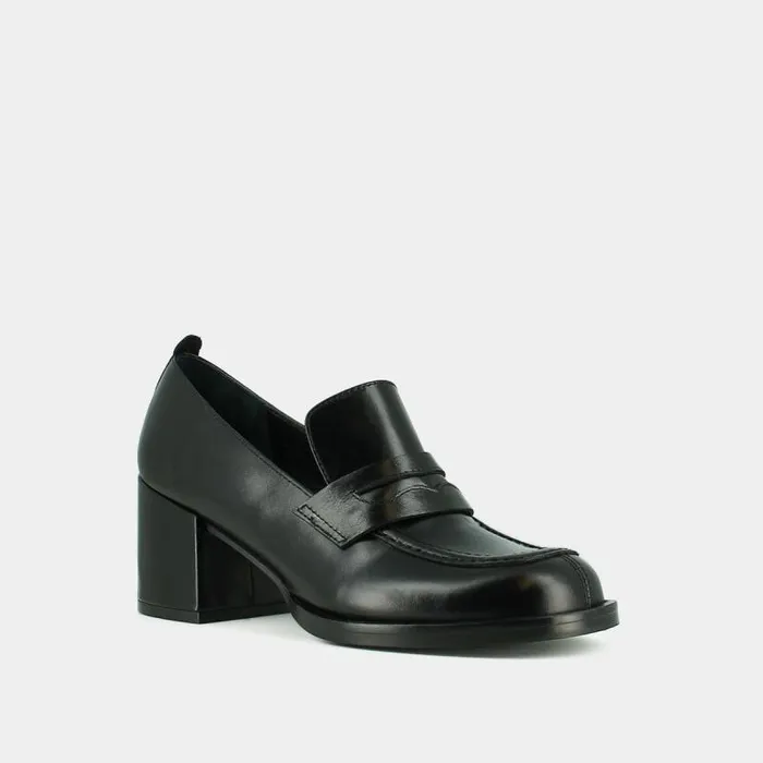 Women College Loafers With Heels Black JONAK Loafers