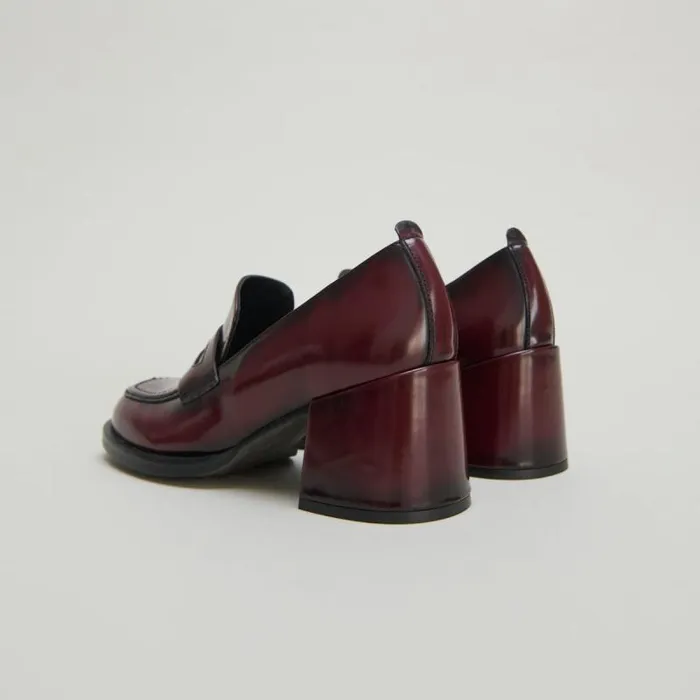 Women College Loafers With Heels Burgundy JONAK Loafers