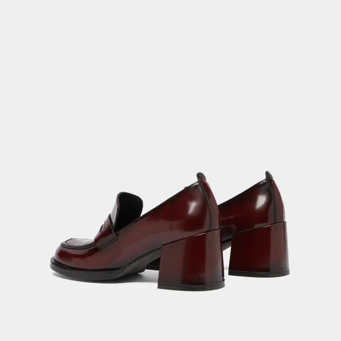 Women College Loafers With Heels Burgundy JONAK Loafers