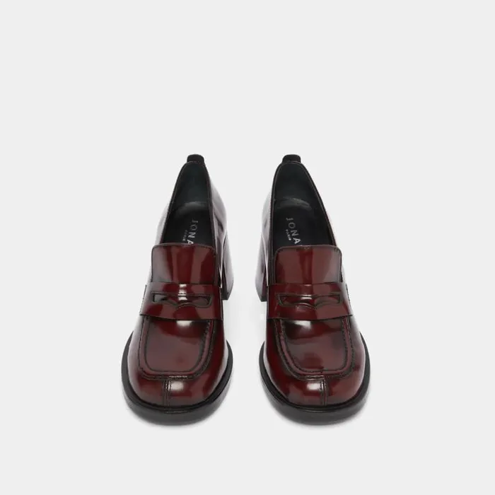 Women College Loafers With Heels Burgundy JONAK Loafers