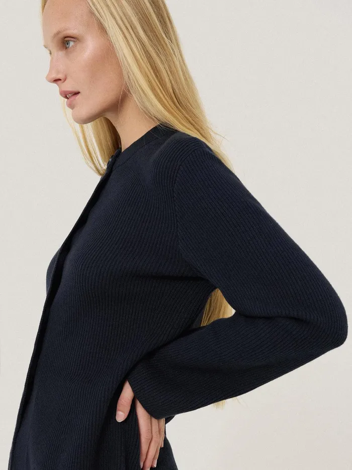Women Cotton Blend Knit Cardigan Navy Jigsaw Knitwear and Cashmere