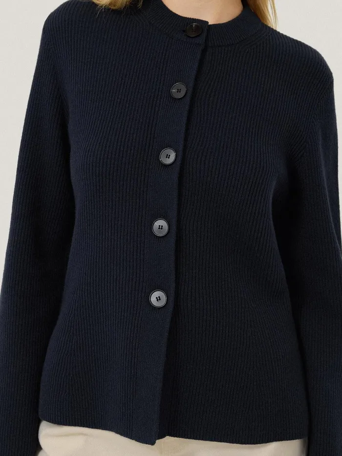 Women Cotton Blend Knit Cardigan Navy Jigsaw Knitwear and Cashmere