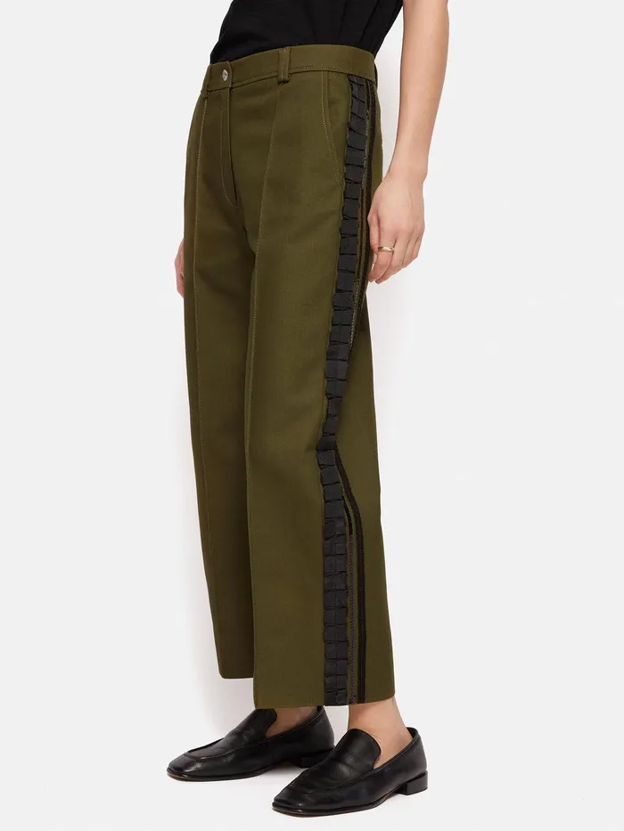 Women Cotton Trim Detail Trouser Khaki Jigsaw Coords