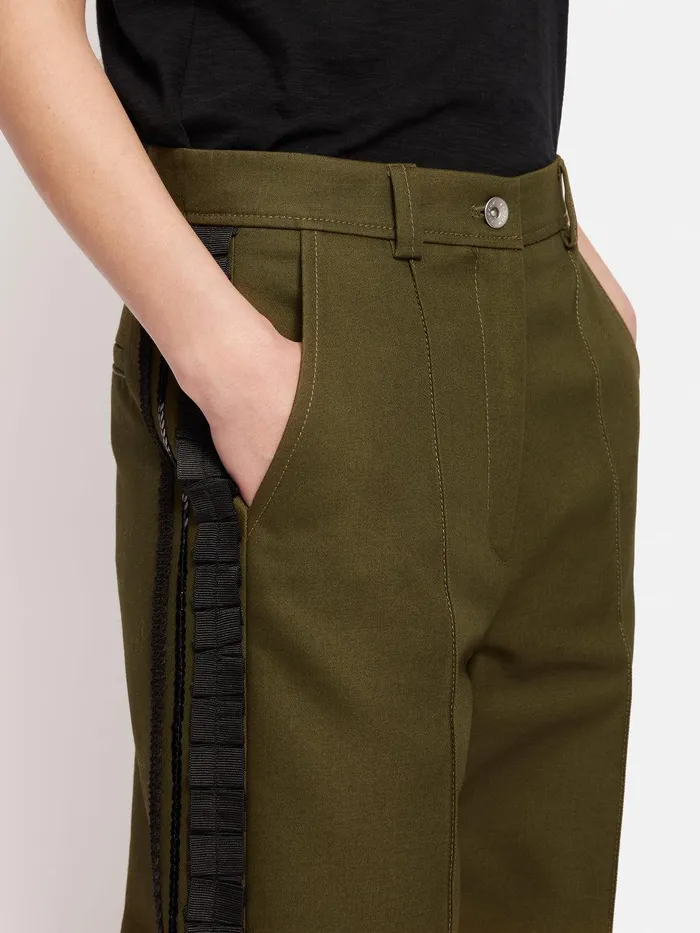 Women Cotton Trim Detail Trouser Khaki Jigsaw Coords