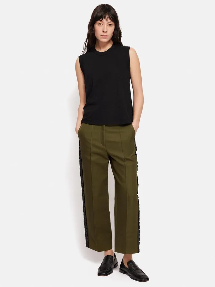 Women Cotton Trim Detail Trouser Khaki Jigsaw Coords