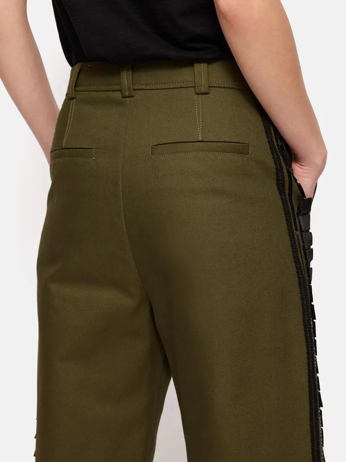 Women Cotton Trim Detail Trouser Khaki Jigsaw Coords