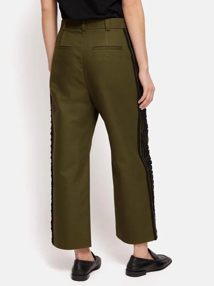Women Cotton Trim Detail Trouser Khaki Jigsaw Coords