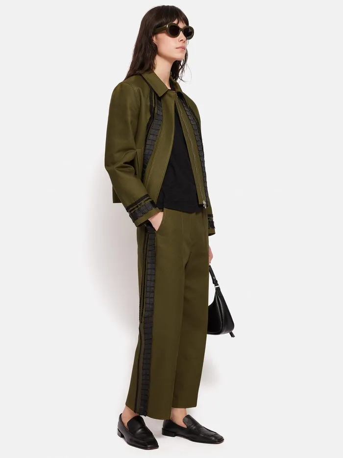 Women Cotton Trim Detail Trouser Khaki Jigsaw Coords