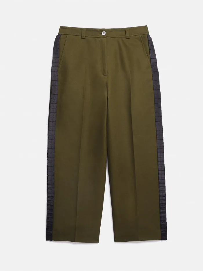 Women Cotton Trim Detail Trouser Khaki Jigsaw Coords