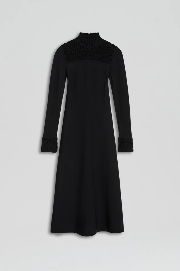 Women CREPE KNIT DAISY POLO DRESS BLACK Dresses Scanlan Theodore Women CREPE KNIT DAISY POLO DRESS BLACK Dresses Scanlan Theodore