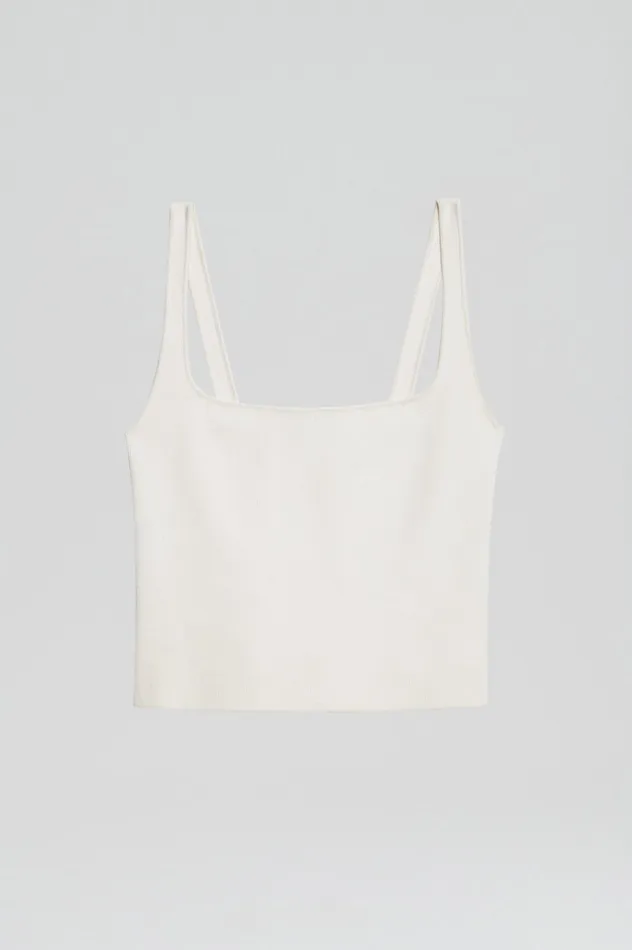 Women CREPE KNIT SQUARE CAMISOLE CREAM Tops Scanlan Theodore Women CREPE KNIT SQUARE CAMISOLE CREAM Tops Scanlan Theodore